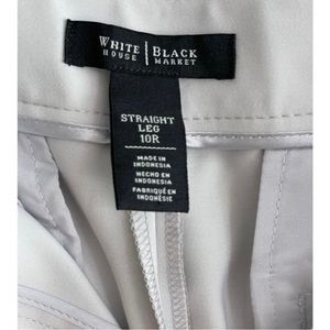 White House Black Market Gray Metallic Buttons Straight Leg Sz 10R